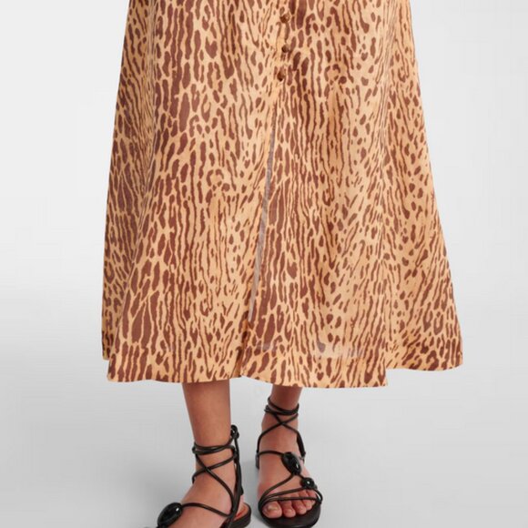 NWT Zimmermann Cascadian leopard-print linen midi dress - Picture 8 of 14
